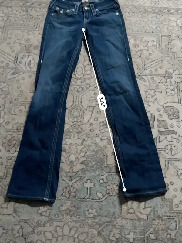 True Religion Dark Blue Boot Cut Jeans with Signature Pocket Stitching - Image 5