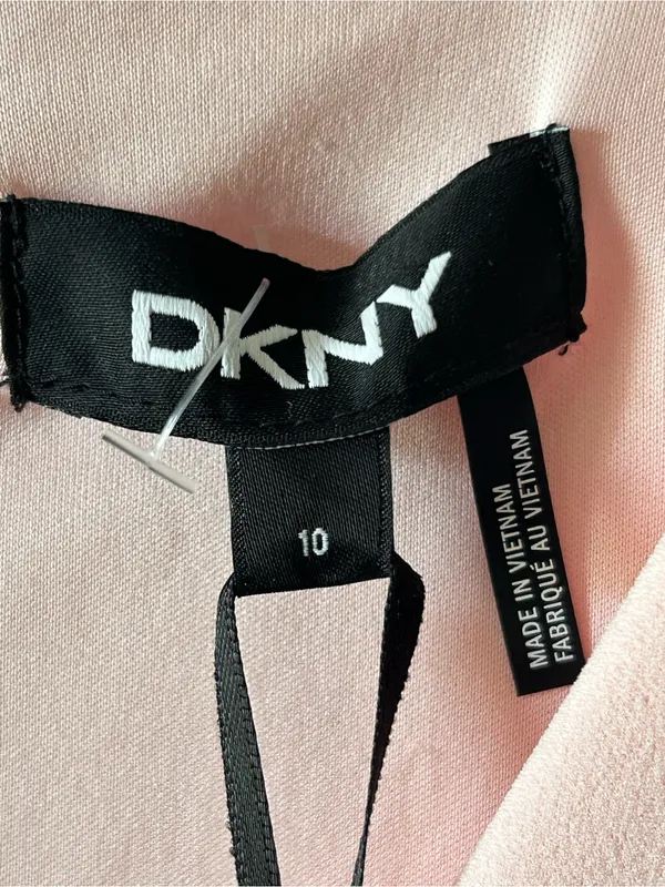 DKNY Pink Pleated Short Sleeve V-Neck Sheath Dress Sz 10 Autumn Wedding Guest - Image 7
