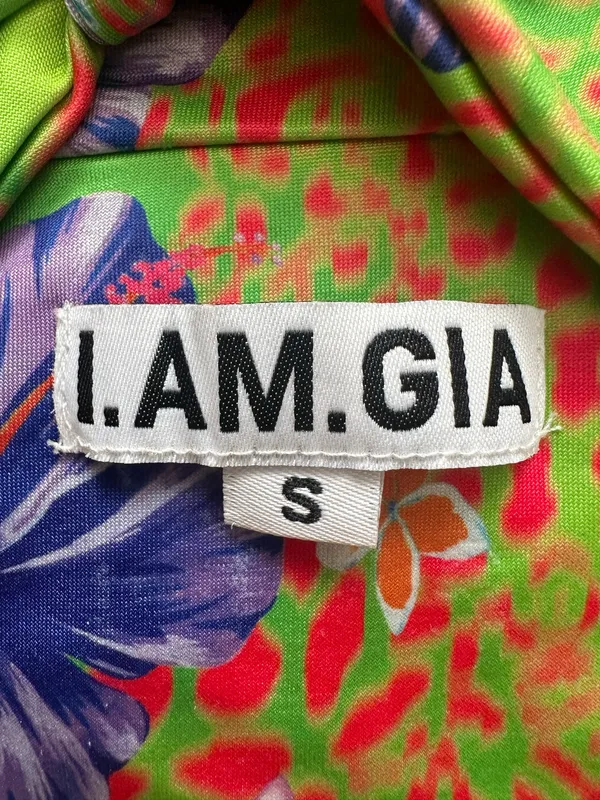 I.AM.GIA Top Isabella Halter Crop Top Cut Out Hibiscus Tropical Hawaiian Sz S - Image 5