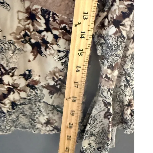 Apostrophe Vintage Y2k‎ Floral Mesh Top Brown Lace Fairy Whimsical Bell Sleeve L - Image 7