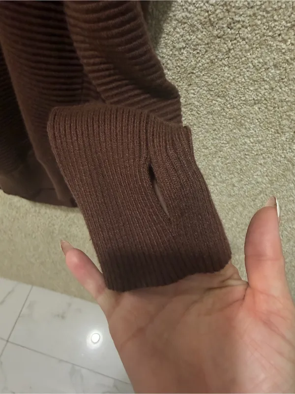 Brown ribbed sweater half zip cozy comfy fall travel elevated basic lounge relax Size XL - Image 6