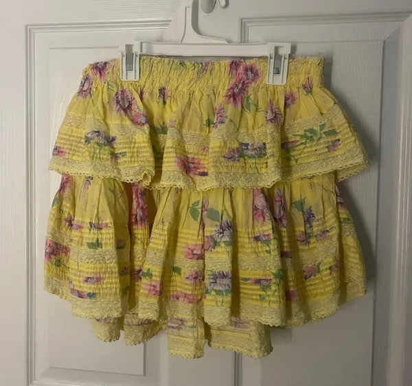 Love Shack Fancy yellow floral skirt - Image 2