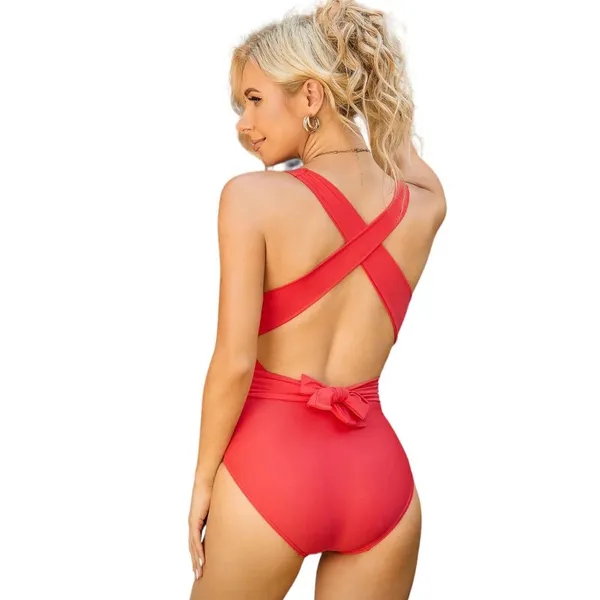 NWOT Red Strappy Criss Cross One Piece Swimsuit Women’s Size Small - Image 4