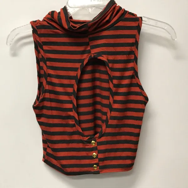 😀 3 for $20 BEnvied Striped Turtleneck Crop Top Red Size L - Image 2