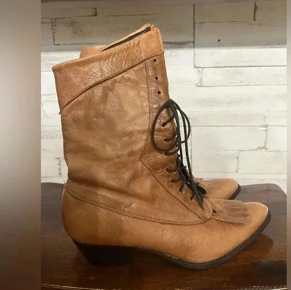 Durango Women's Brown Leather Lace Up Western Prairie Ankle Boot Size US 7 - Image 2