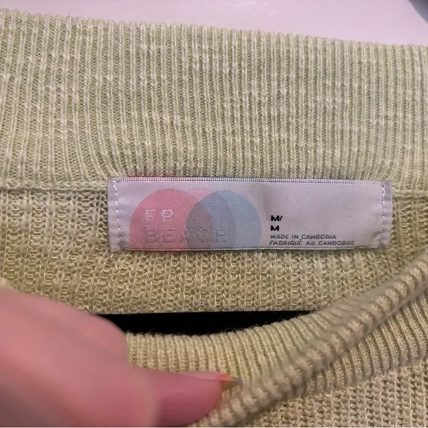 FP Beach slightly sheer light lime green sweater size M used. - Image 4