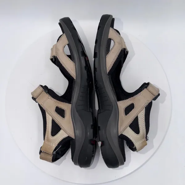 Ecco Yucatan Sandals Beige Black Nubuck Leather Hiking Walking Shoes Women 7-7.5 - Image 4