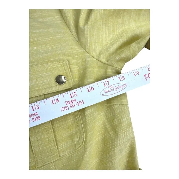 Sharagano Women Laurel Leaf Yellow Zip Front Safari Belted Dress Size 10 Utility - Image 2