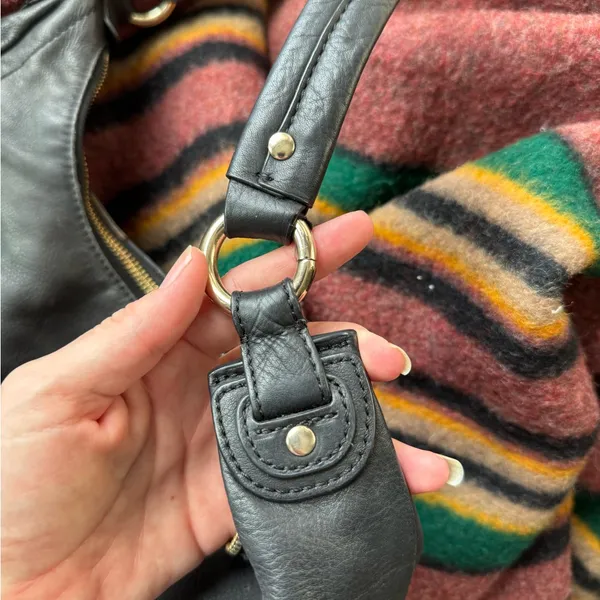 Cole Haan Black Leather zip top Hobo Bag shoulder bag - Image 7