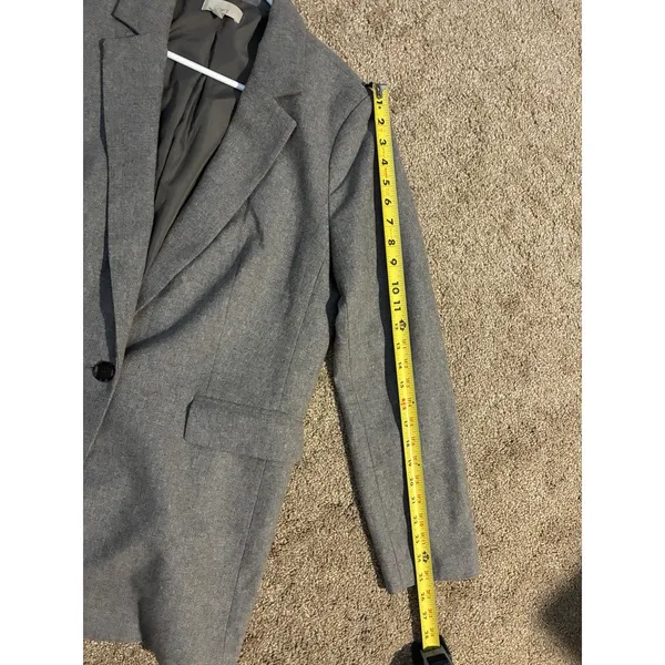 Ann Taylor LOFT Wool Blend Gray 1 Button Blazer Women Size 12 Career Jacket Long - Image 5