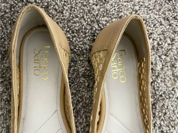 Women’s Franco Sarto Myra Cap-Toe Woven Flats Beige Tan Size 7.5 - Image 4
