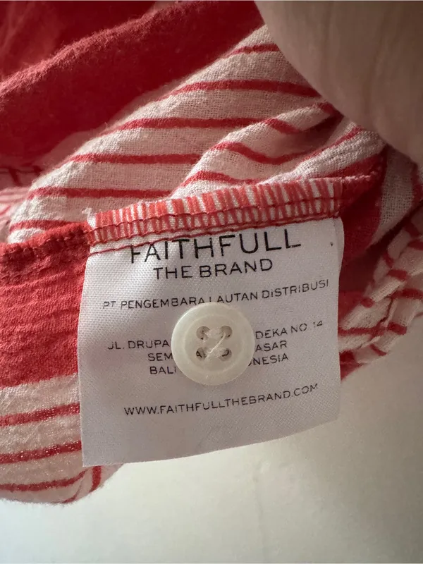 Faithfull the Brand Salerno 100% Cotton Ruffle Sleeve Striped Off Shoulder Top - Image 9