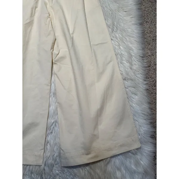 A New Day Women's Size 14 Wide-Leg Chino Pants Cream Tie Waist Pleated Stretch - Image 10