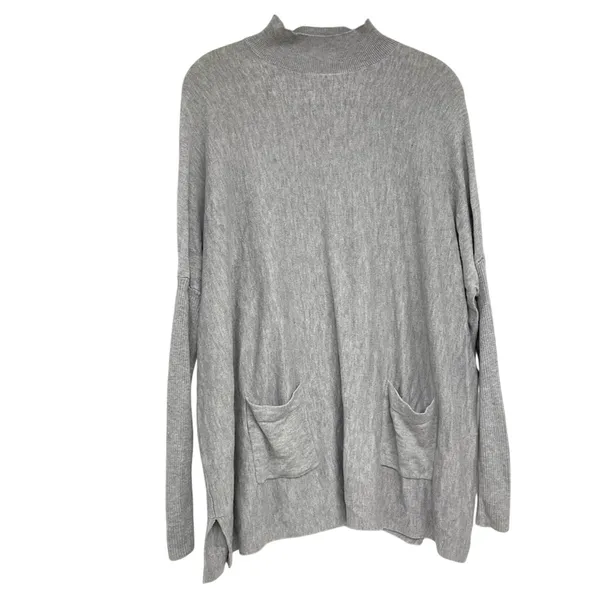 Romeo & Juliet Couture Grey Mock Neck Tunic Sweater Womens S Pockets Oversized - Image 2