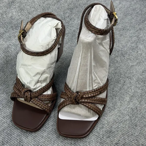 Giani Bernini Size-8.5M Renaee Women's Brown Woven Block Heel Sandals - Image 10