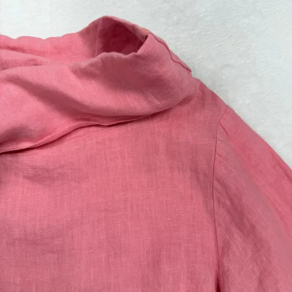 Bryn Walker XXS Etta Shirt Top Oversized Pink LINEN Cowl Neck Elbow Sleeve NEW - Image 5