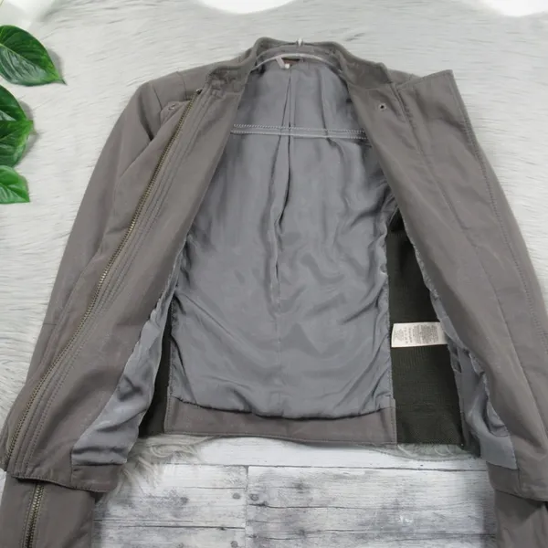 FREE PEOPLE Cool & Clean Faux-Leather Jacket Ribbed Knit Insets Zip Cuffs Size - Image 13