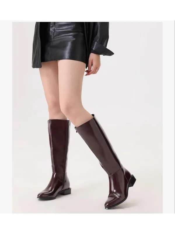 NEW Shoe'N Tale Chunky Low Heel Pointed Toe Winter Knee High Boots 8.5 - Image 2