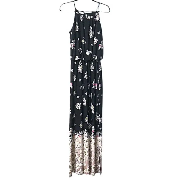 Maurices Black‎ Floral Halter Maxi Dress S Wedding Cruise Vacation Cottagecore - Image 4