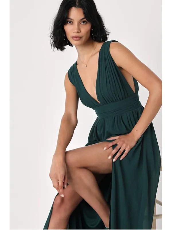 Women's Lulus Heavenly Hues Forest Green Maxi Dress Size M - Image 4