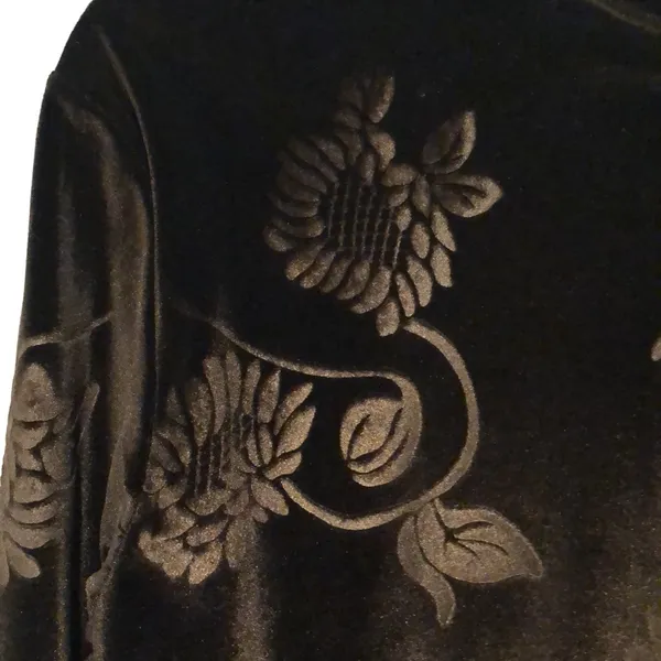 PSE California Vintage Floral Velour Quarter Zip Pullover Sweater - Image 4