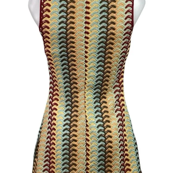 Women's Multicolor Crochet Knit Rainbow Sleeveless A Line Mini Dress Size S - Image 4