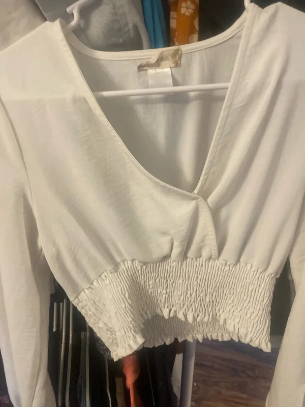 Altar'd State White Smocked-Hem Long Sleeve Top - Women by size small - Image 7