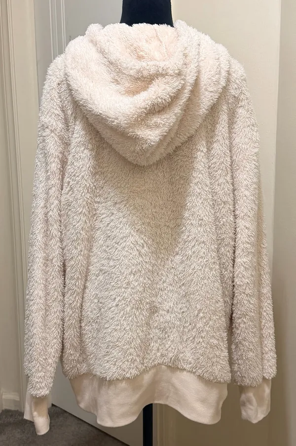 So Cozy Softest Sherpa Pullover Hoodie In Creamy Ivory Size XL - Image 6