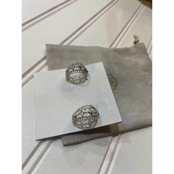 Kendra Scott Krista Lace Huggie Earrings Silver Filigree Openwork NWOT - Image 6