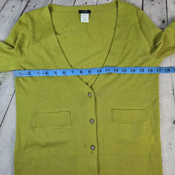 J.Crew Womens Green 100% Merino Wool Cardigan Jeweled Buttons 99545 Size S - Image 8