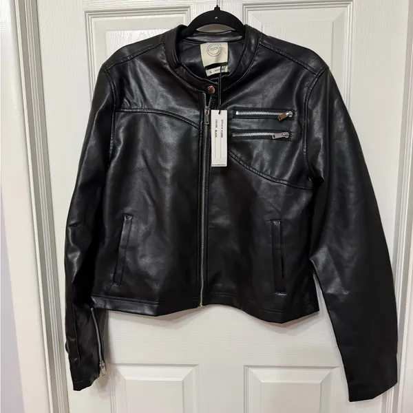 NWT Stoosh leather‎ moto jacket black size XL - Image 2