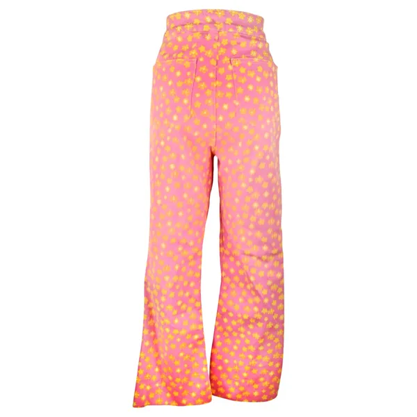 Zara Floral Printed High Rise Flared Crop Jean Sz 12 Flower Power Hippie 70s - Image 3
