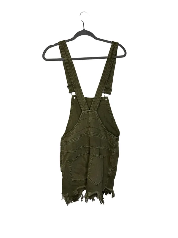 💚✨ Free People‎ Olive Green Distressed Overall Mini Dress Size 4 ✨💚 - Image 6