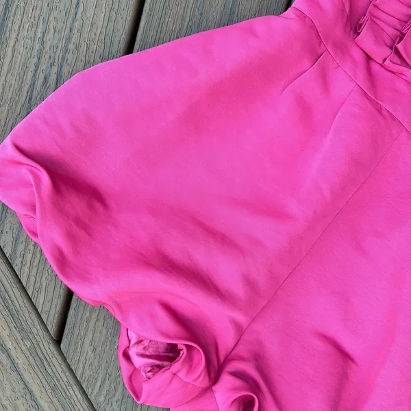 BRIGHT PINK ROMPER W MESH NECK‎ DESIGN - Image 4