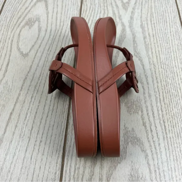 Tommy Hilfiger Women's Large TH Logo Relina Footbed Sandals 5.5M Med Brown $69 - Image 3