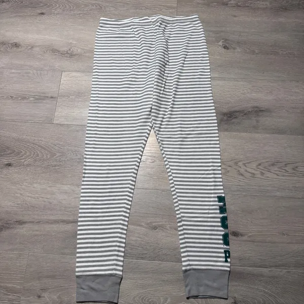 PINK Victoria's‎ Secret MSU Michigan State Striped Thermal Sleep PJs Large L - Image 3