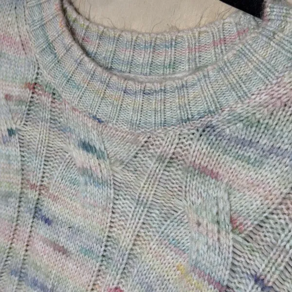 American Eagle Sweater‎ Womens M Pastel Knit Cable Crewneck Cozy Soft - Image 3