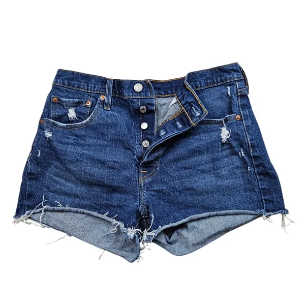Levis 501 Original Jean Shorts Womens 29 High Rise Distressed Button Fly Denim - Image 4