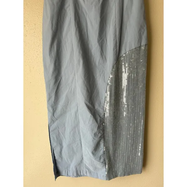 Anthropologie Light Blue Grey Strapless Midi Dress Size 8 - Image 10