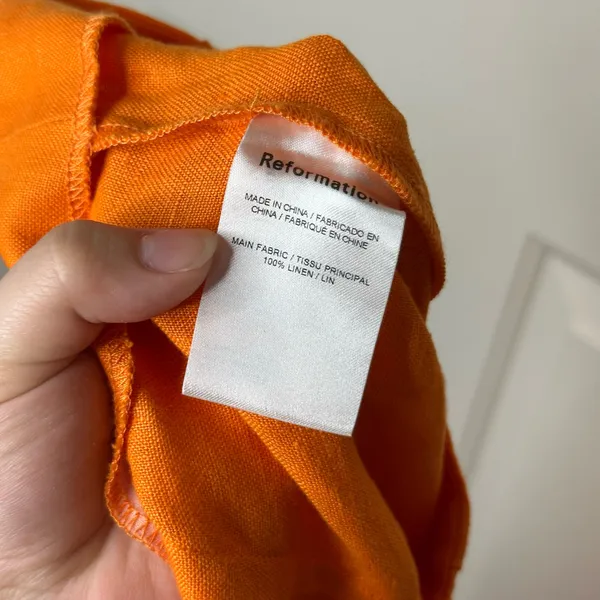 Reformation Citrus Orange 100% Linen Isabel 2 Piece Outfit Sz 4 Coastal Cruise - Image 10