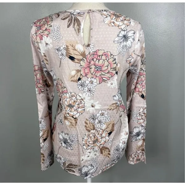 Em Crème Floral Wrap Blouse Size Small Pink - Image 2