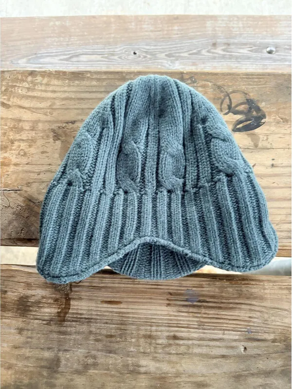 Carhartt Fleece Lined Cable Knit Ear Flap Beanie OSFA - Image 2