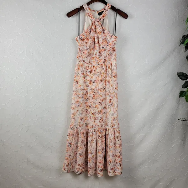 Laundry by Shelli Segal Womens Dress Size 2 Orange Halter Neck Midi Tiered Maxi - Image 16