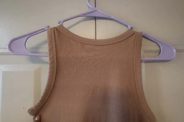 Shein ribbed crop cropped top crew neck tank top in latte brown size small. - Image 7