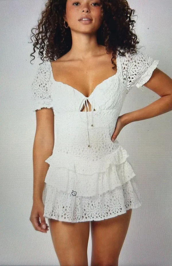 Olivaceous NWT White Lace Ruffle Mini Dress/ Romper - Image 3