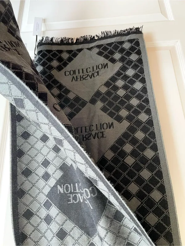 Versace Collection Logo Argyle Plaid Scarf Wool Blend  16”x70” NWT - Image 6
