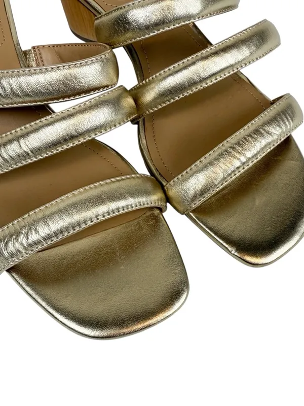NYDJ Giacomo‎ Strappy Square Toe Heeled Sandals Gold Metallic Size 9 - Image 7