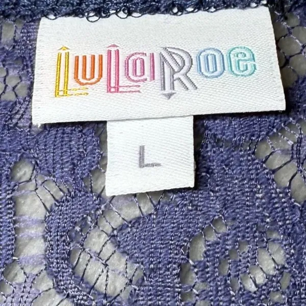 LuLaRoe Womens Size Large Blue Floral Lace Long Duster Vest Sleeveless Open - Image 4
