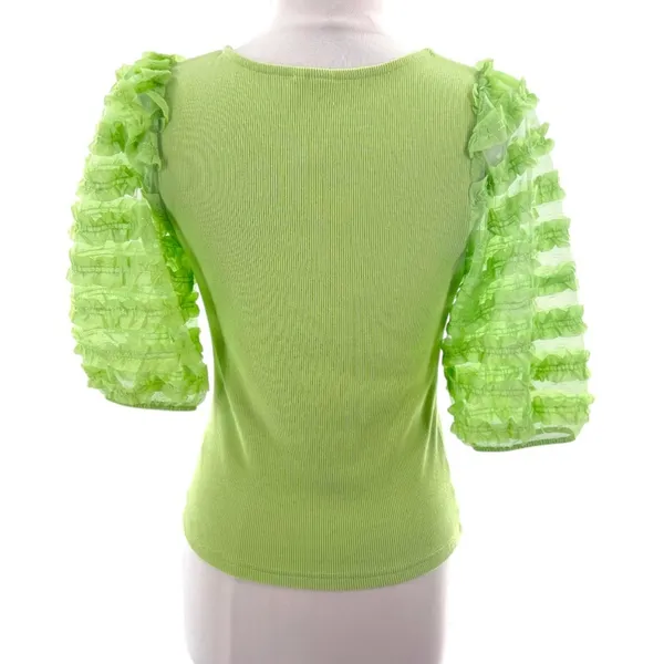 Anthropologie Dolan puff ruffle sleeve top lime green sz‎ XS - Image 6