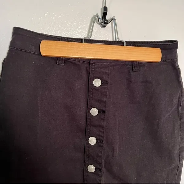 Pacsun Womens Size 26 Button Front Denim Mini Skirt Black Cut Off Stretch Cotton - Image 3